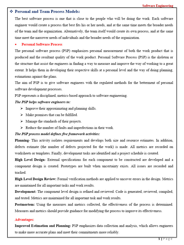 Personal and Team Software Processes | PDF | Software Engineering ...