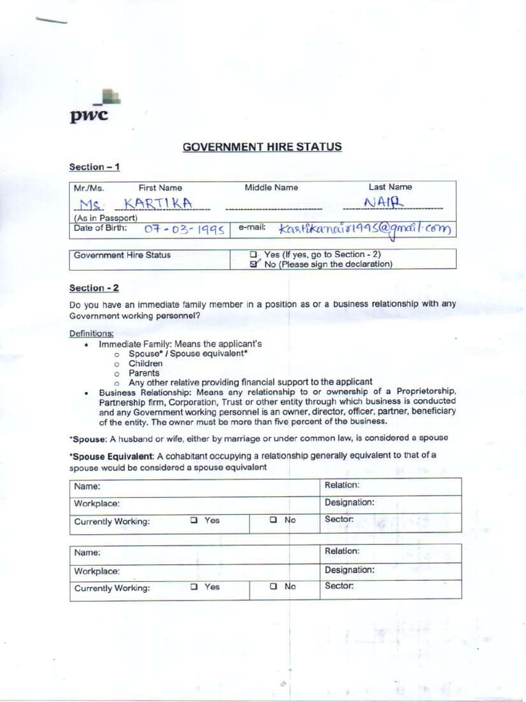 Govt Hire Status Document | PDF