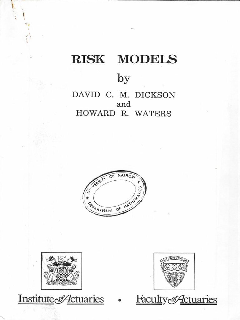 RISK MODELS by David Dickson and Howard Waters | PDF