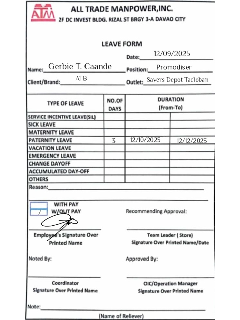 Leave Form | PDF