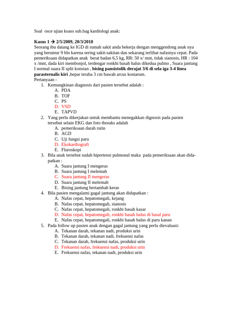 Soal OSCE Kardiologi Anak untuk KOASS | PDF