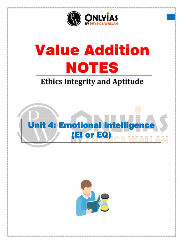 Value Addition Notes (Unit 4: Emotional Intelligence (EI or EQ)) || PDF ...