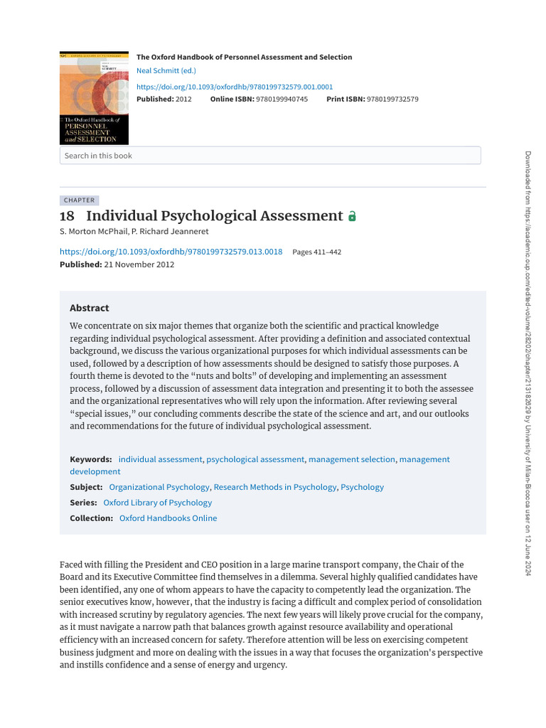 Individual Psychological Assessment Insights | PDF | Psychology ...