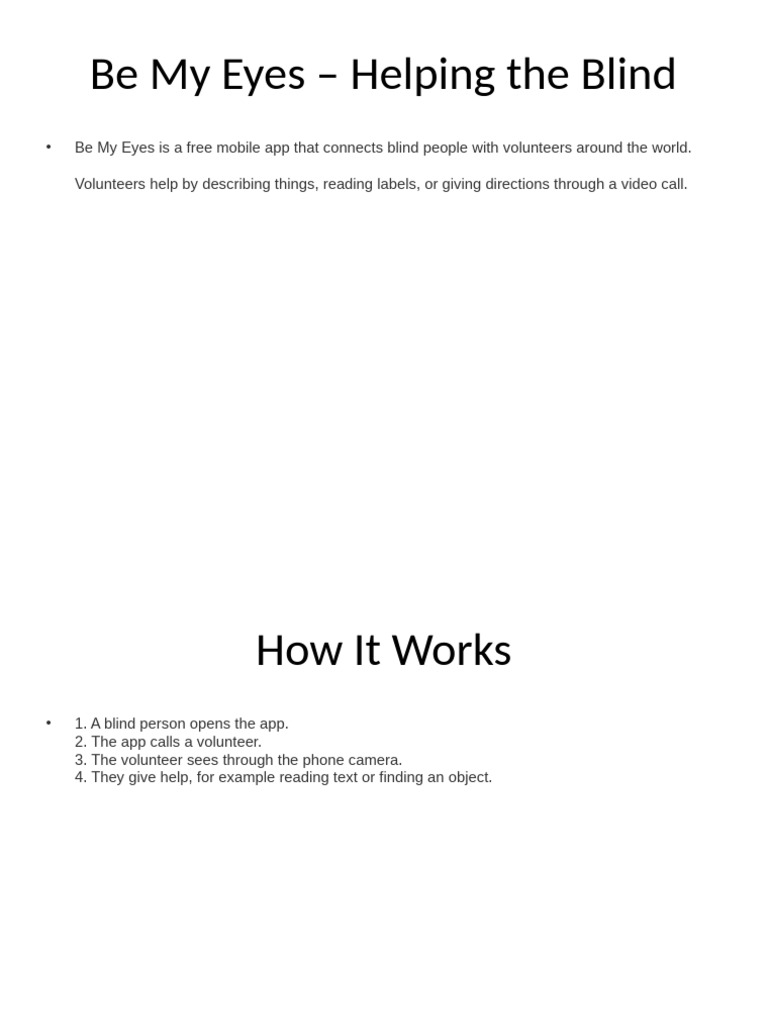 Be My Eyes Presentation With Images | PDF