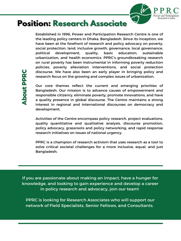 PPRC Research Associate TOR | PDF | Poverty | Poverty & Homelessness