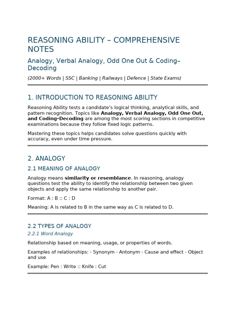 Mastering Reasoning Ability Techniques | PDF | Analogy | Reason