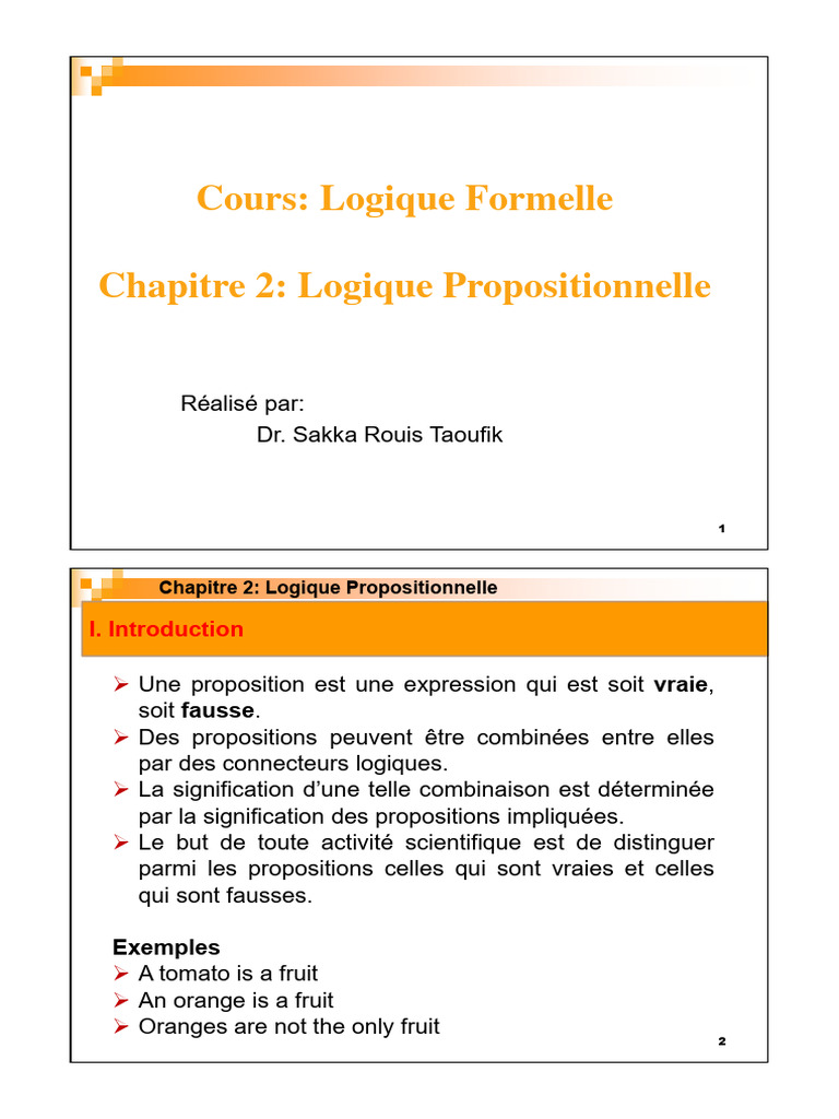 Introduction à la Logique Propositionnelle | PDF | Logique mathématique ...