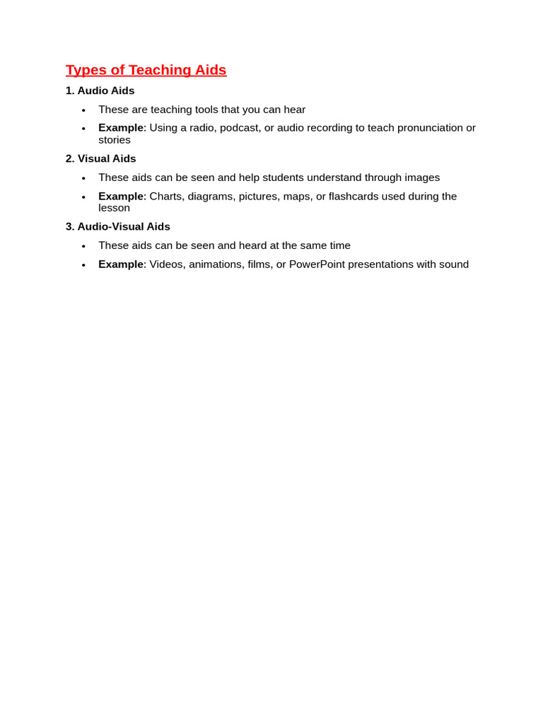 Types of Teaching Aids Explained | PDF