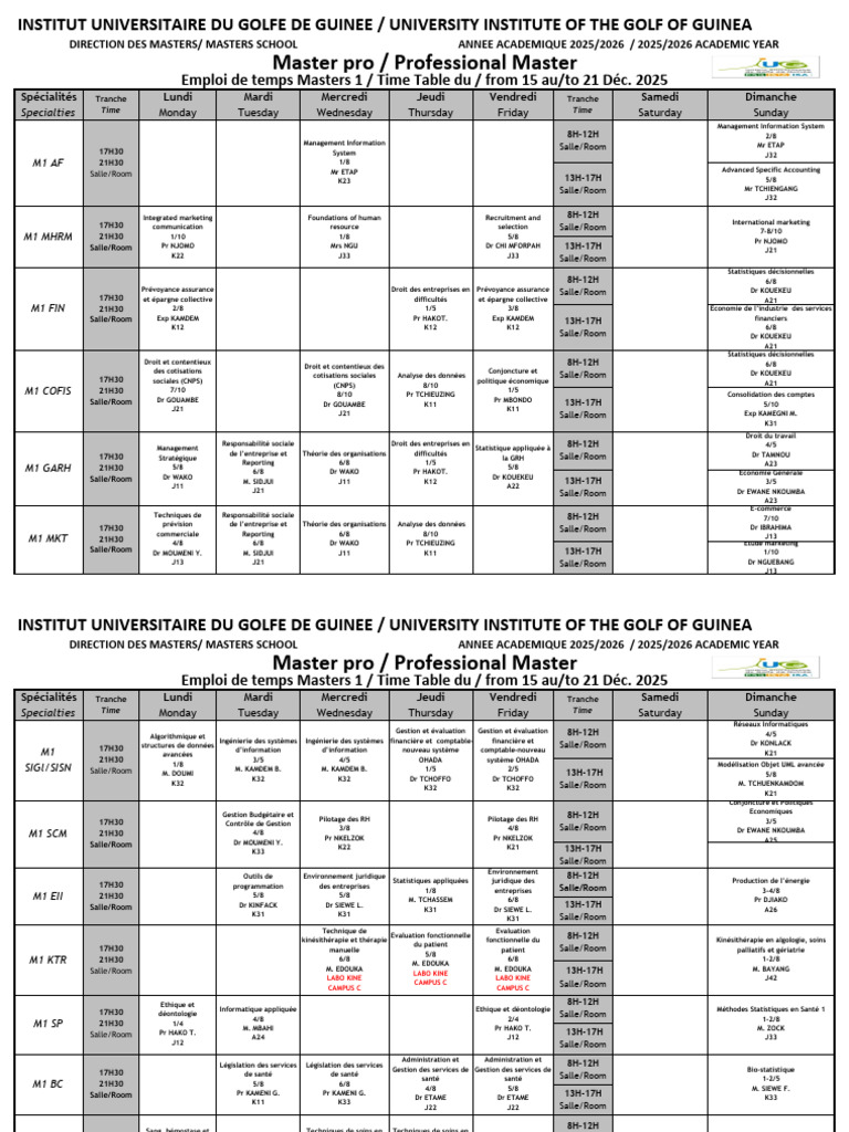 Emploi du temps Masters 2025-2026 | PDF | Business | Économie