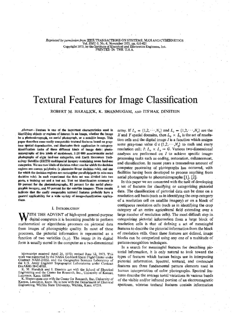 Textural Features for Image Classification | PDF | Spatial Analysis ...