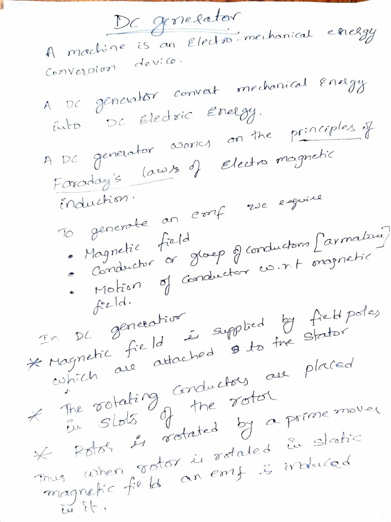 Working Principle of DC Generator IEE G Manohar | PDF