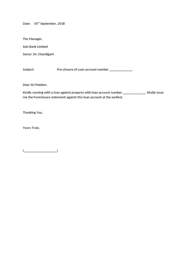 Request for Loan Foreclosure Statement | PDF