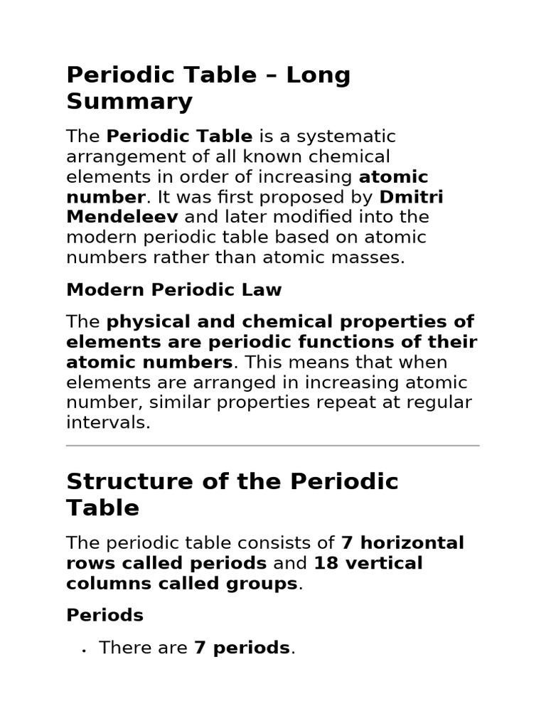 Understanding the Periodic Table Basics | PDF | Periodic Table ...