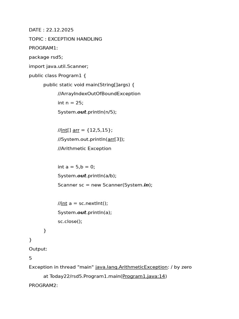 Exception Hnadling 22.12.2025 | PDF