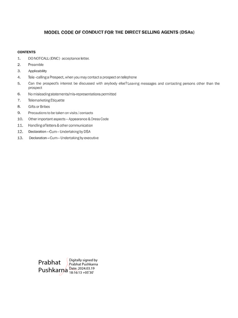 DSA Code of Conduct for HDFC Bank | PDF