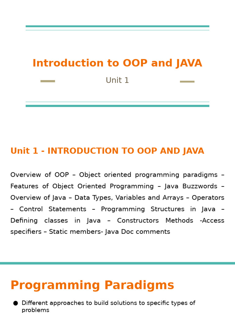 OOP and Java Programming Basics | PDF | Java Virtual Machine | Class ...