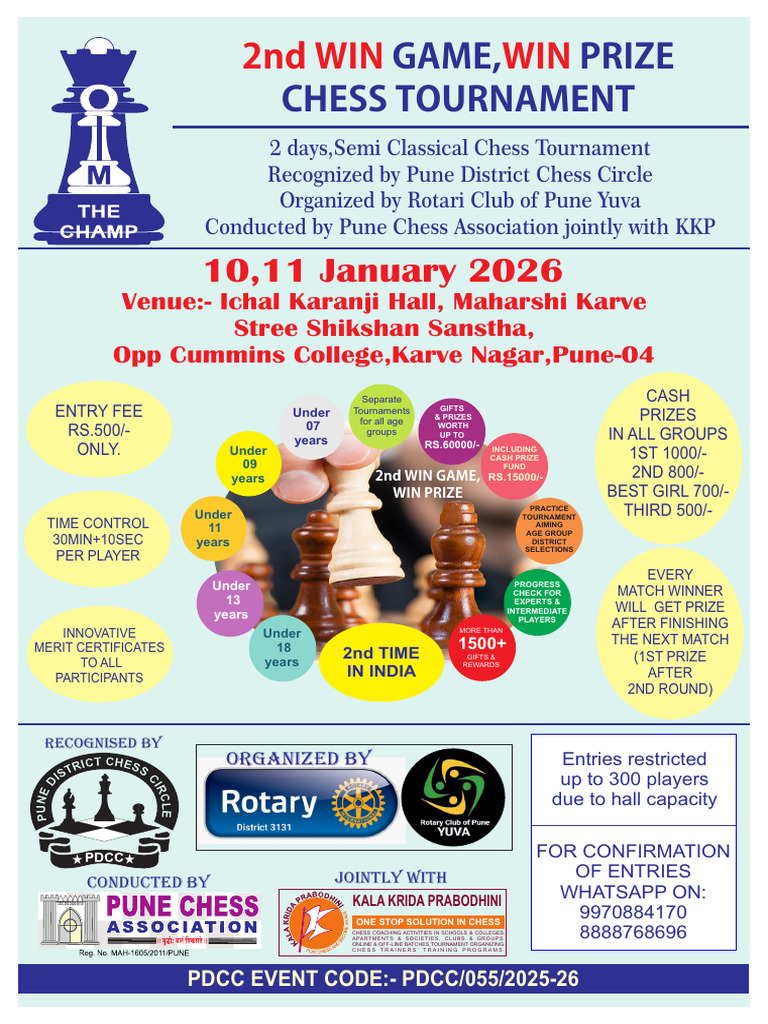 Pune Chess Tournament 2026 Details | PDF | Chess | Traditional Board Games