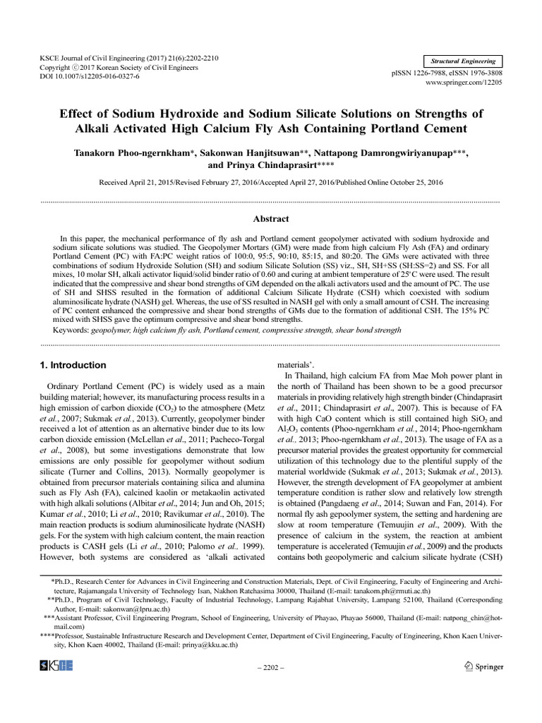 effect of sodium hydroxide and sodium silicate solutions on strengthof ...