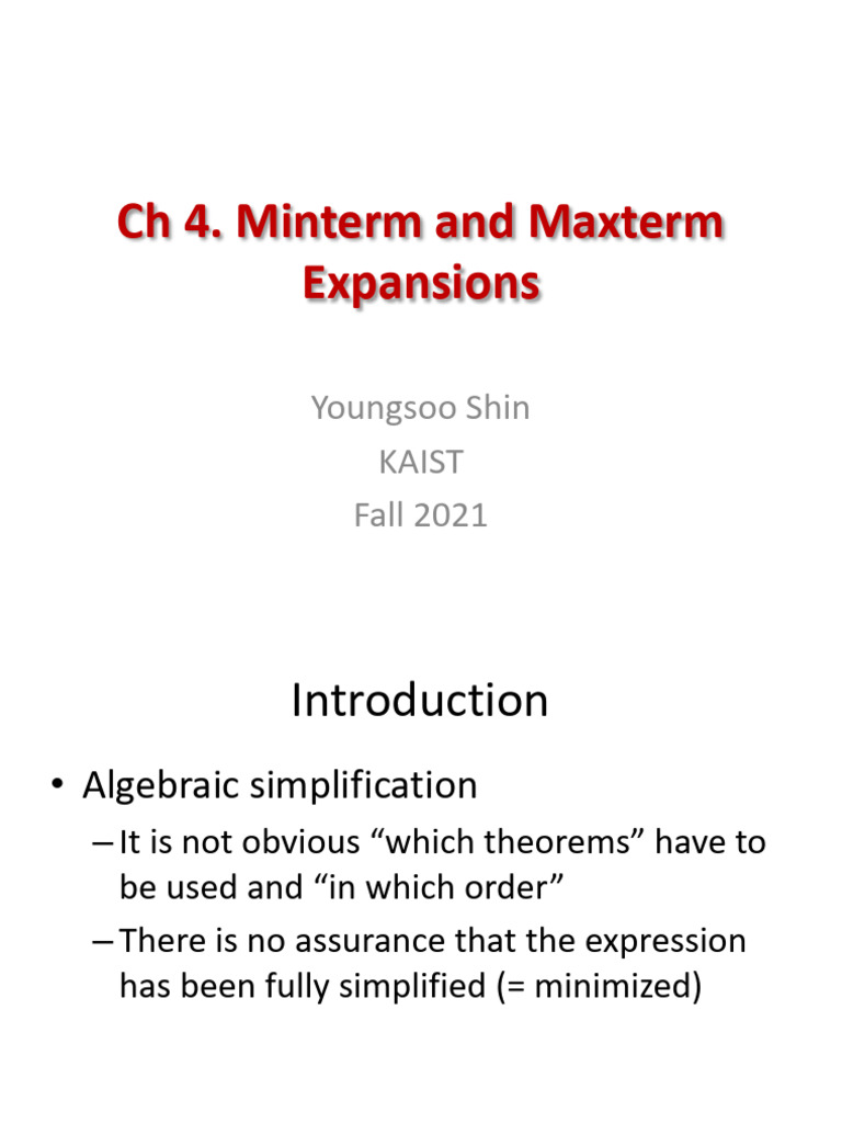 Minterm and Maxterm Expansions Explained | PDF | Mathematical Logic ...