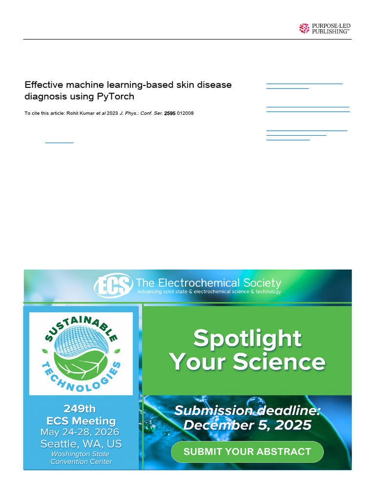 Machine Learning for Skin Disease Diagnosis | PDF | Deep Learning ...