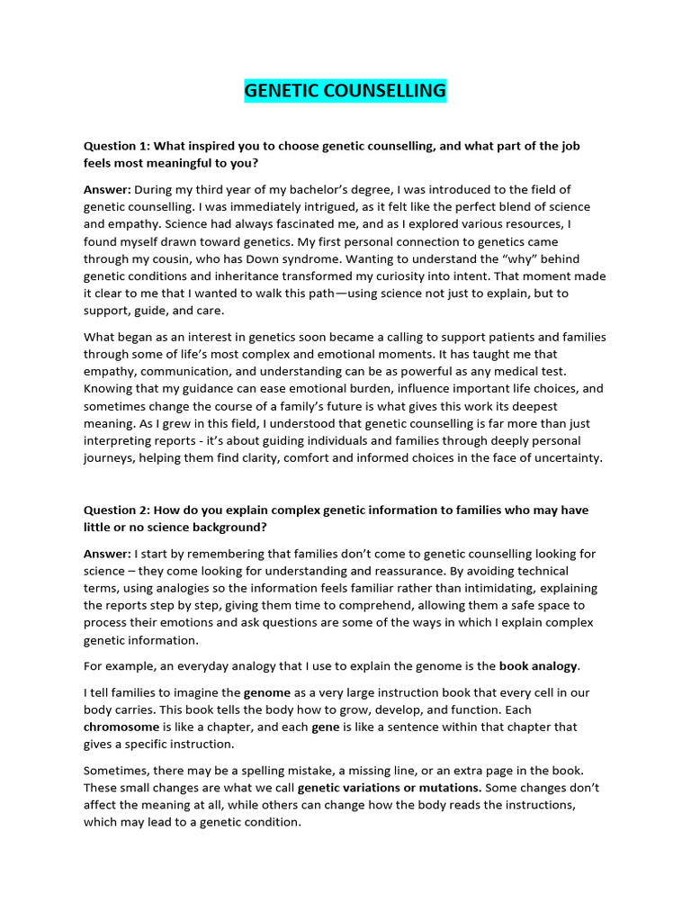Understanding Genetic Counselling Essentials | PDF | Genetic Counseling ...