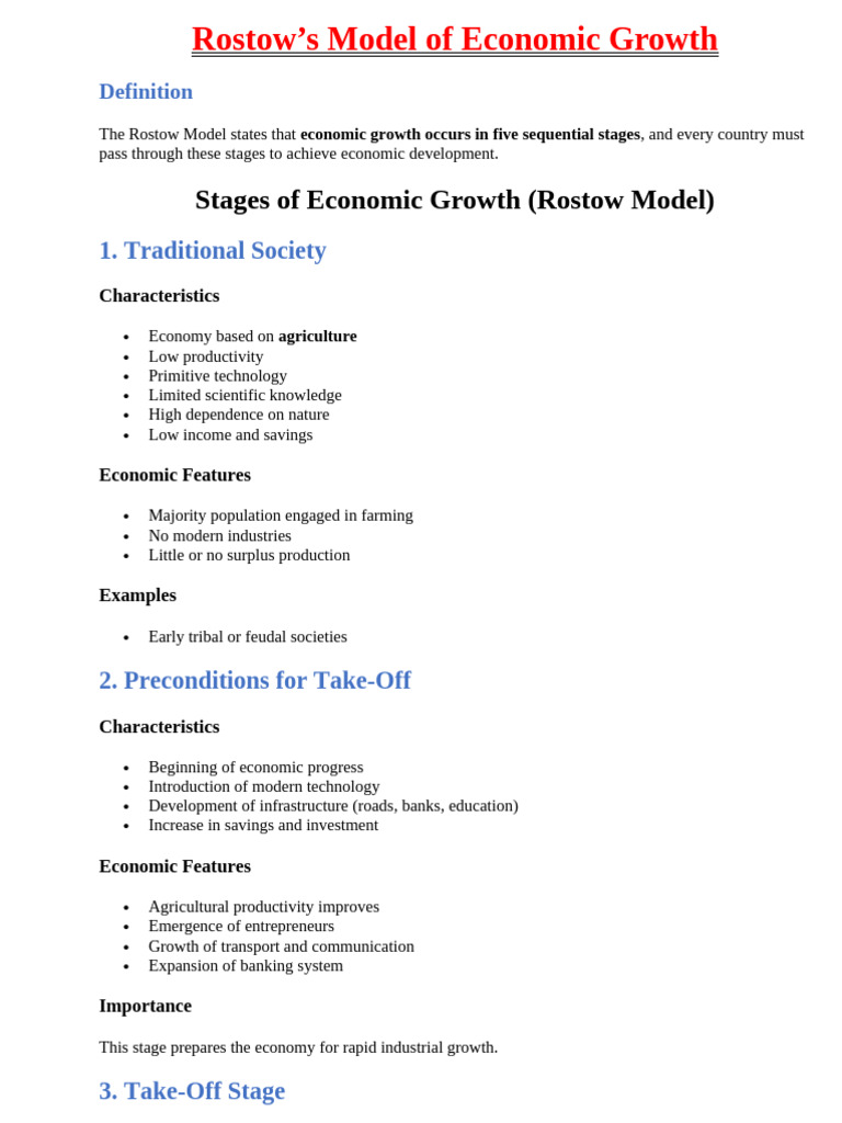 Rostow's Economic Growth Model Explained | PDF | Economic Growth ...