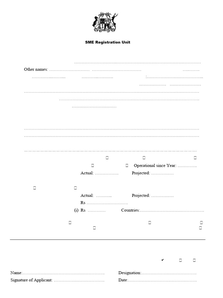 SME Registration Certificate Application | PDF
