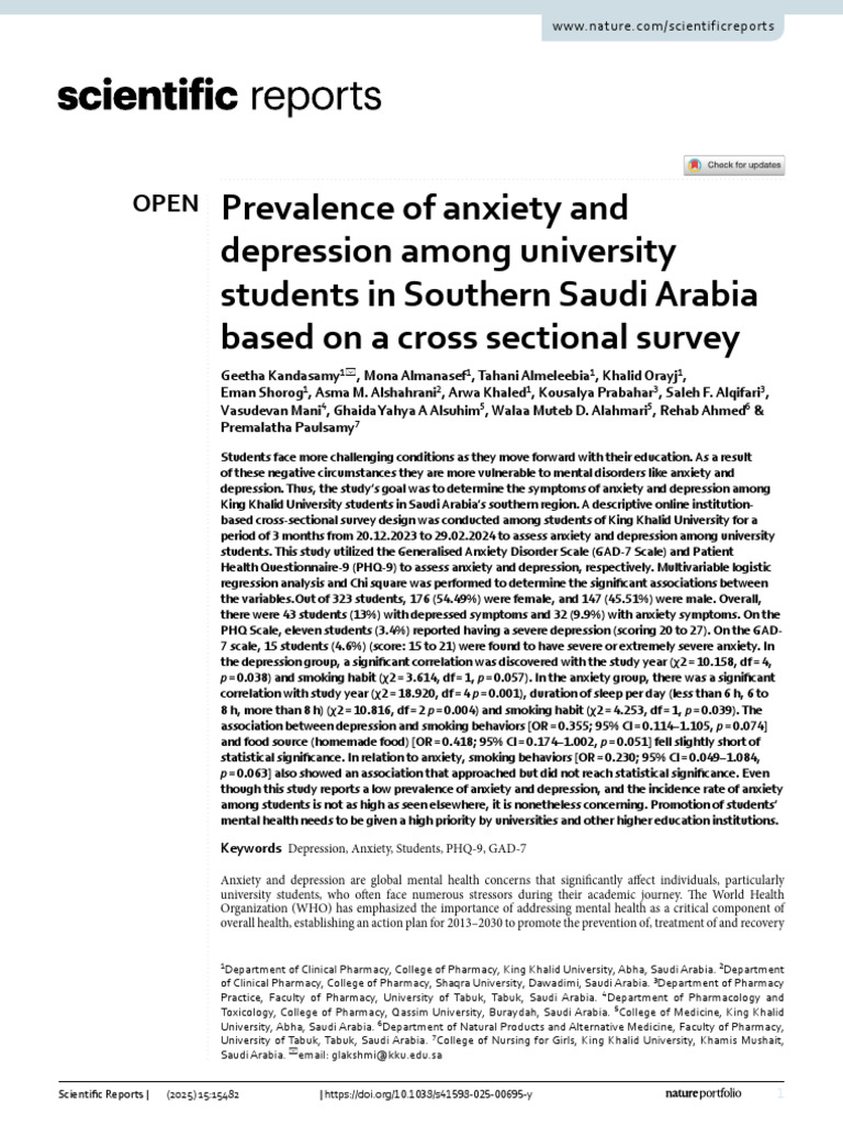 Prevalence of Anxiety and Depression Among University Students in ...