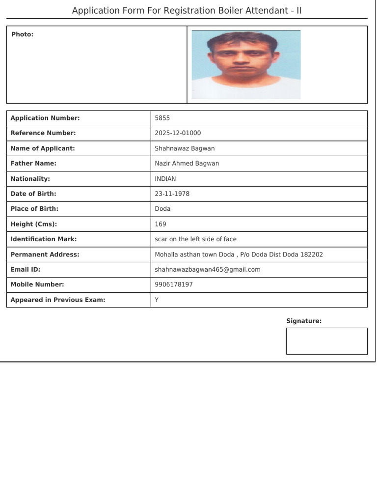 Boiler Attendant II Registration Form | PDF