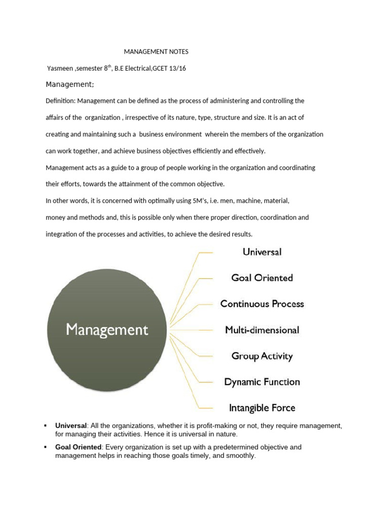 Overview of Management Principles and Functions | PDF | Bureaucracy ...