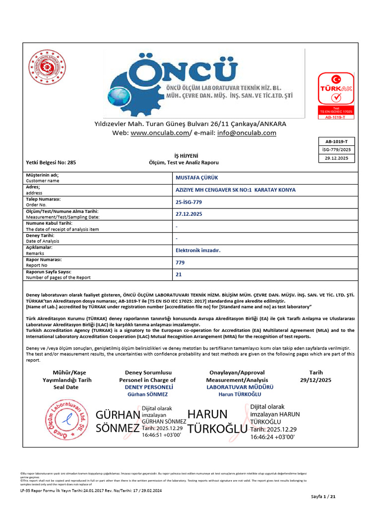 Lf35 Rapor Formu Rev18 | PDF