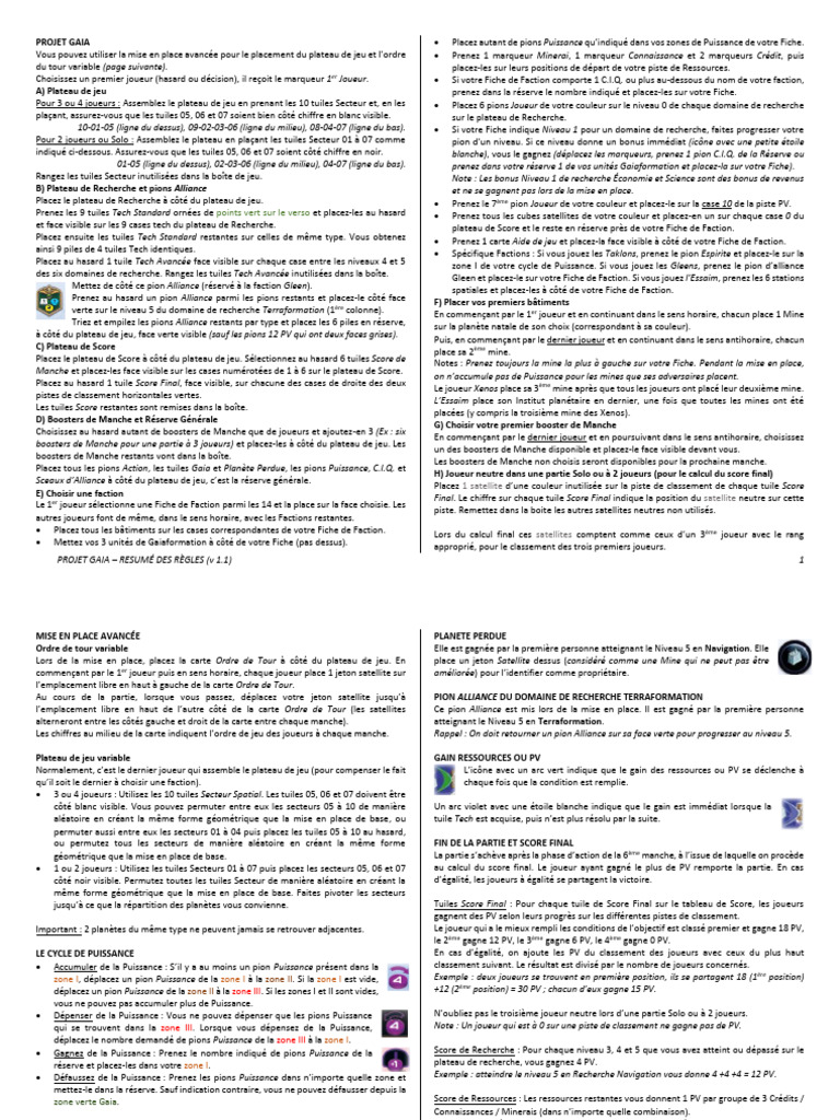 Règles de mise en place du Projet Gaia | PDF