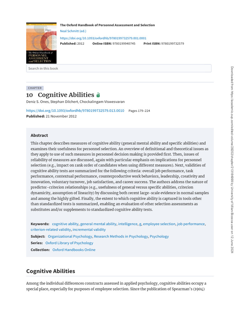 Cognitive Abilities | PDF | Validity (Statistics) | Intelligence