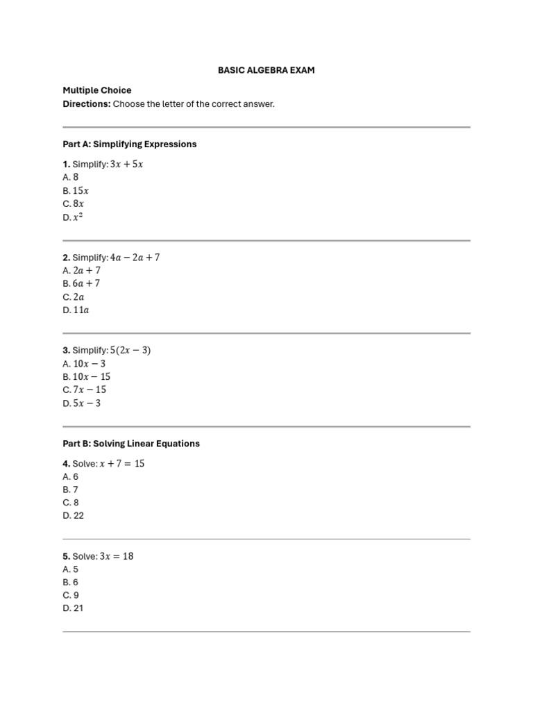 Basic Algebra | PDF
