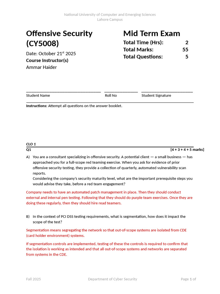 Cyber Security Midterm Exam Questions | PDF | Port (Computer Networking ...