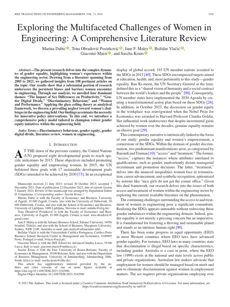 Exploring the Multifaceted Challenges of Women in Engineering a ...