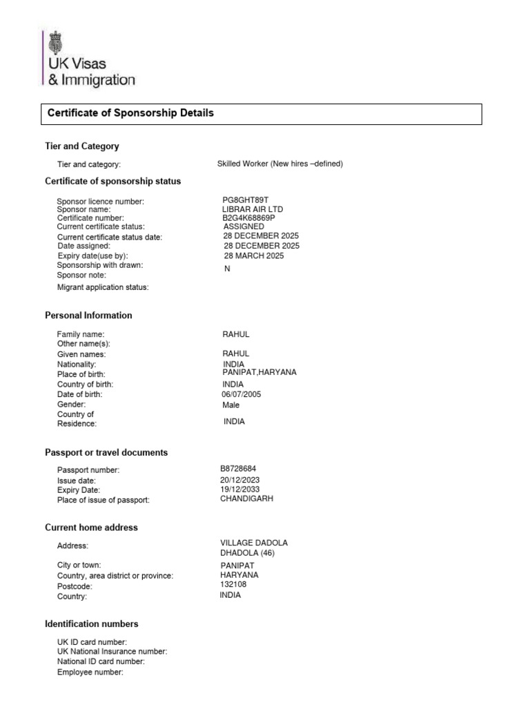 Cos 1 | PDF | Identity Document | Migrant Worker