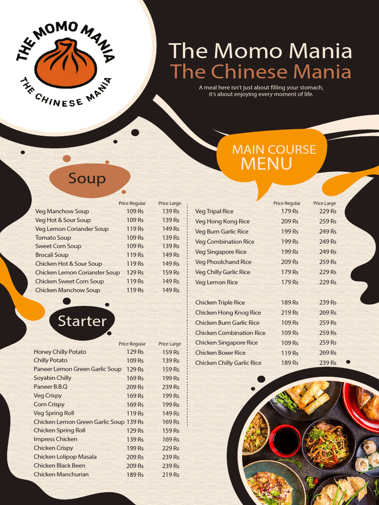 Momo Mania: Diverse Asian Cuisine Menu | PDF | European Cuisine