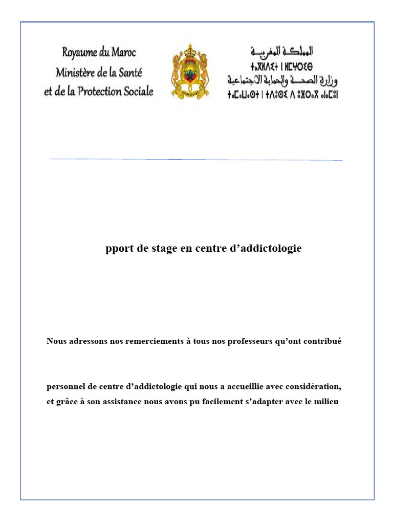 Rapport de stage en addictologie 2023 | PDF | Hôpital | Allaitement
