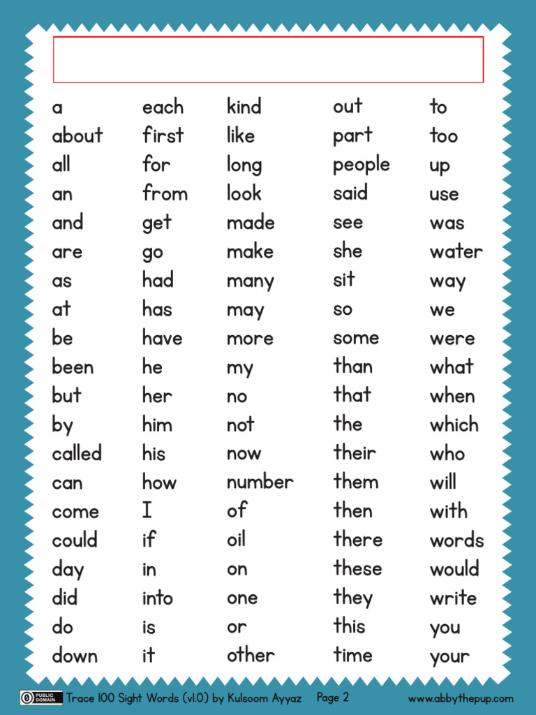 Grade 1 Sight Words List | PDF