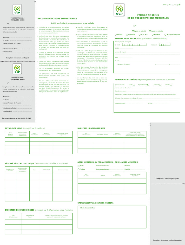 Feuille De Soins Medicale V2 PDF Sciences De La Sant Soins De 