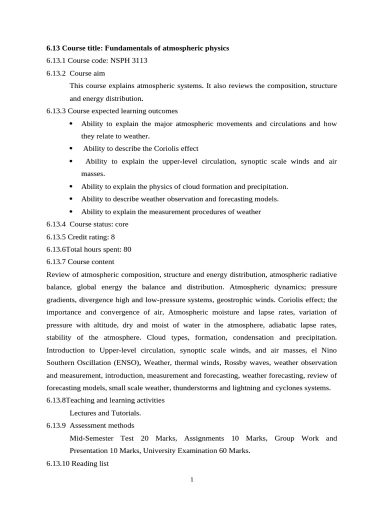 Atmospheric Physics Fundamentals Course | PDF | Atmosphere Of Earth ...