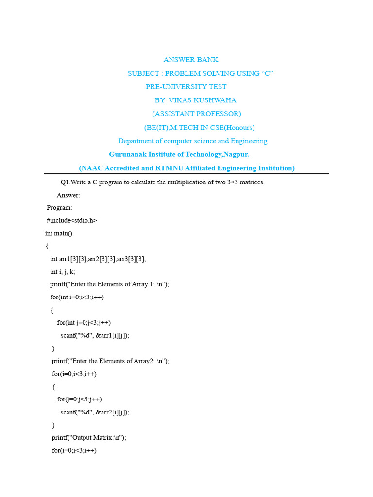 C Programming Problem Solving Guide | PDF | Data Type | Control Flow