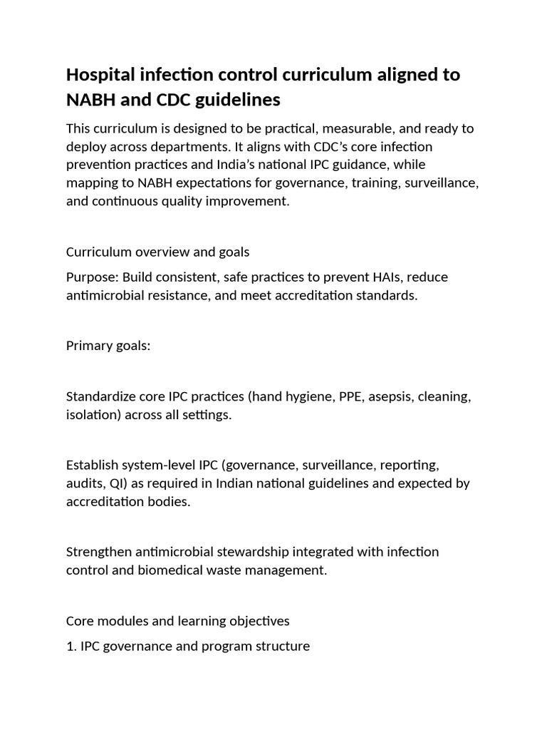Infection Control Curriculum for Hospitals | PDF | Personal Protective ...
