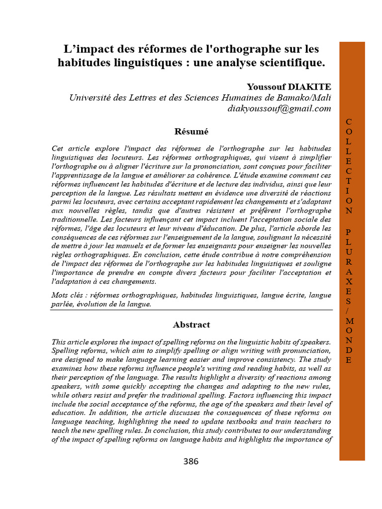 Impact des réformes orthographiques sur la langue | PDF | Linguistique ...