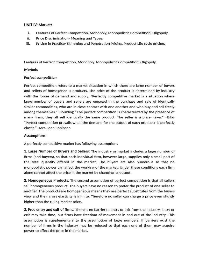 Market Structures: Competition & Pricing | PDF