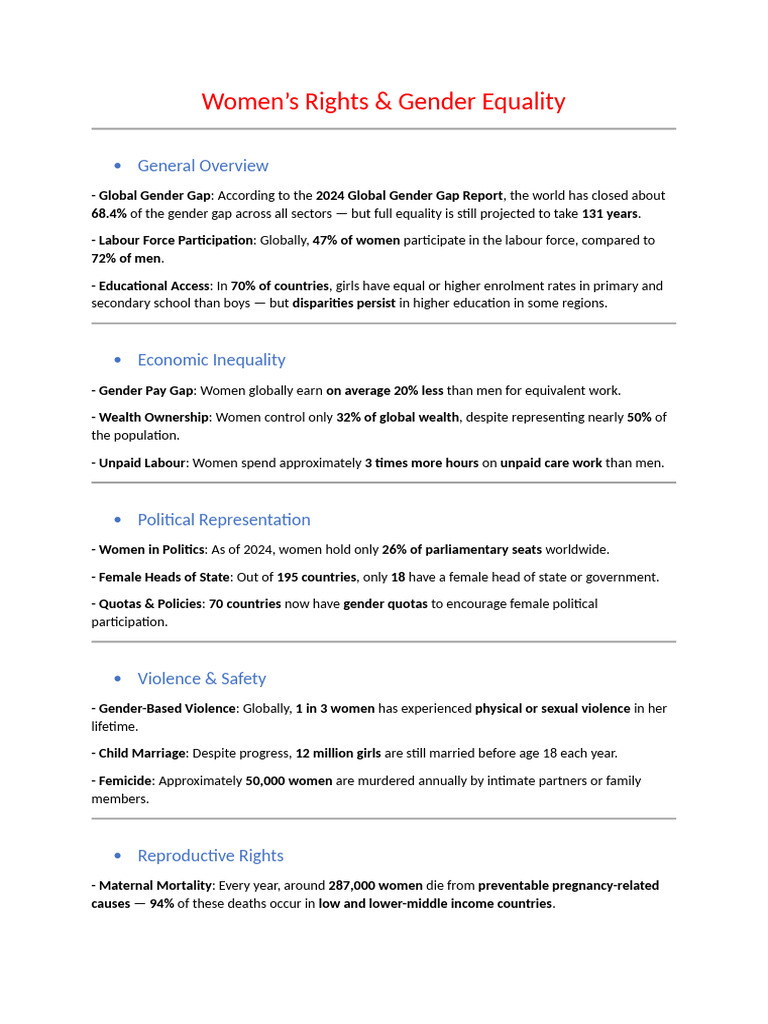Women’s Rights & Gender Equality | PDF | Woman | Gender Studies