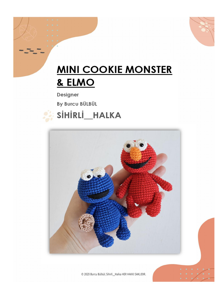 Mini Cookie Monster & Elmo | PDF | Crochet | Yarn