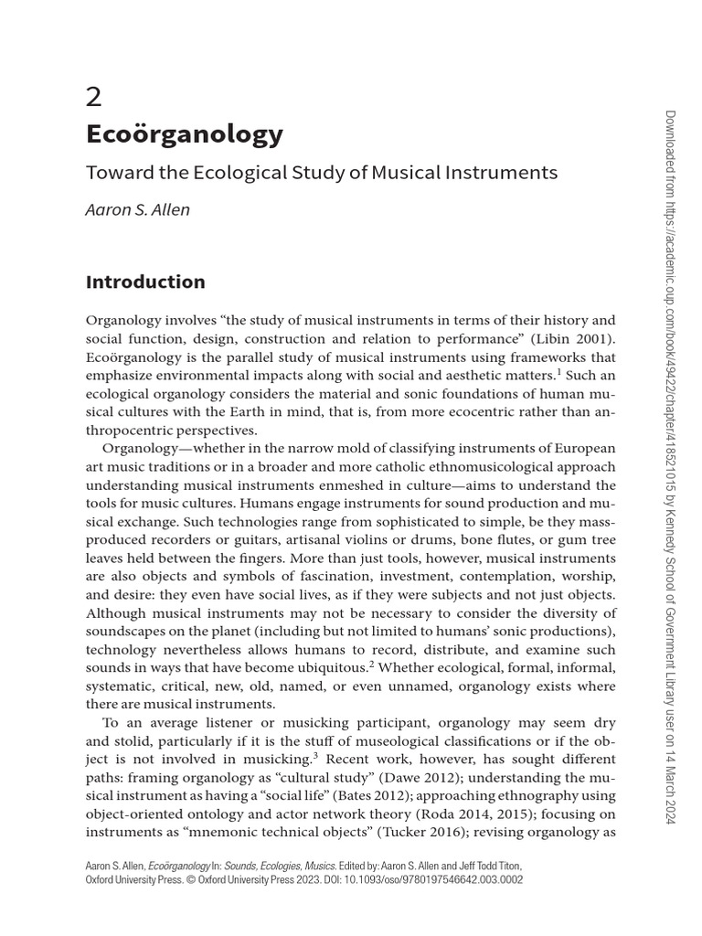 Ecoörganology: Music's Ecological Impact | PDF
