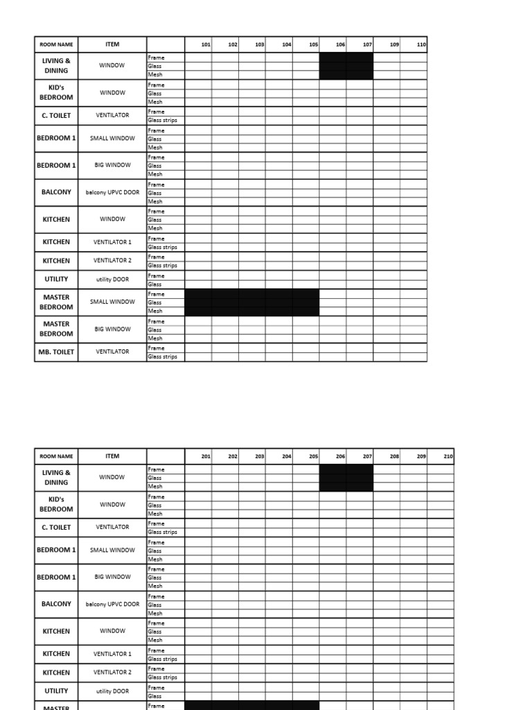 Room Item Inventory List | PDF | Window | Bedroom
